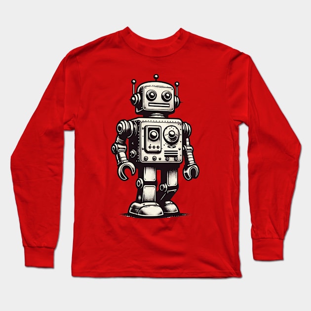 vintage retro robot Long Sleeve T-Shirt by newLedger